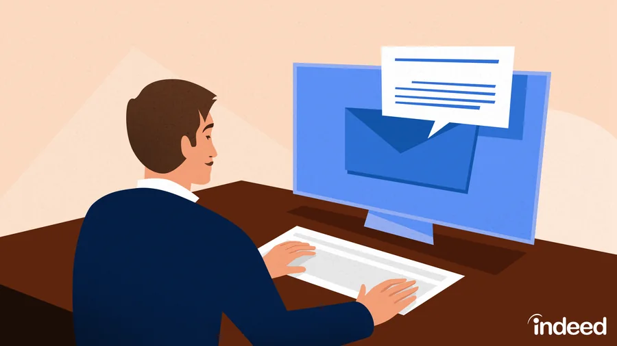 Illustration of a person sending an email